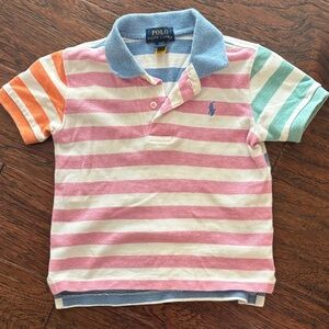Polo by Ralph Lauren Kids Pastel Striped Polo with Contrast Sleeves